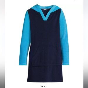 Lands End CoverUp kids Sz XL (14/16) terry hooded, kangaroo pocket
